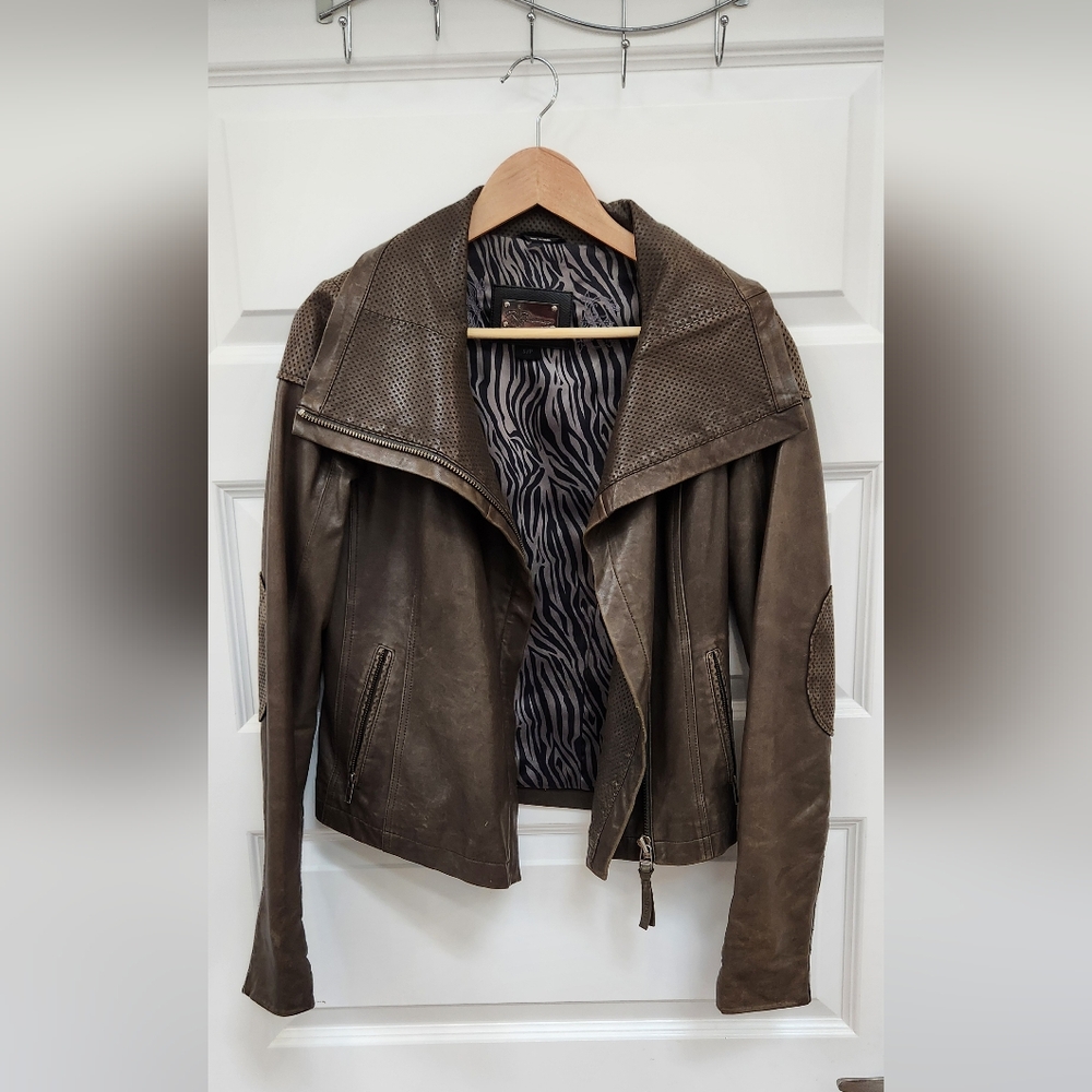 Mackage Leather Jacket, Small Brownish